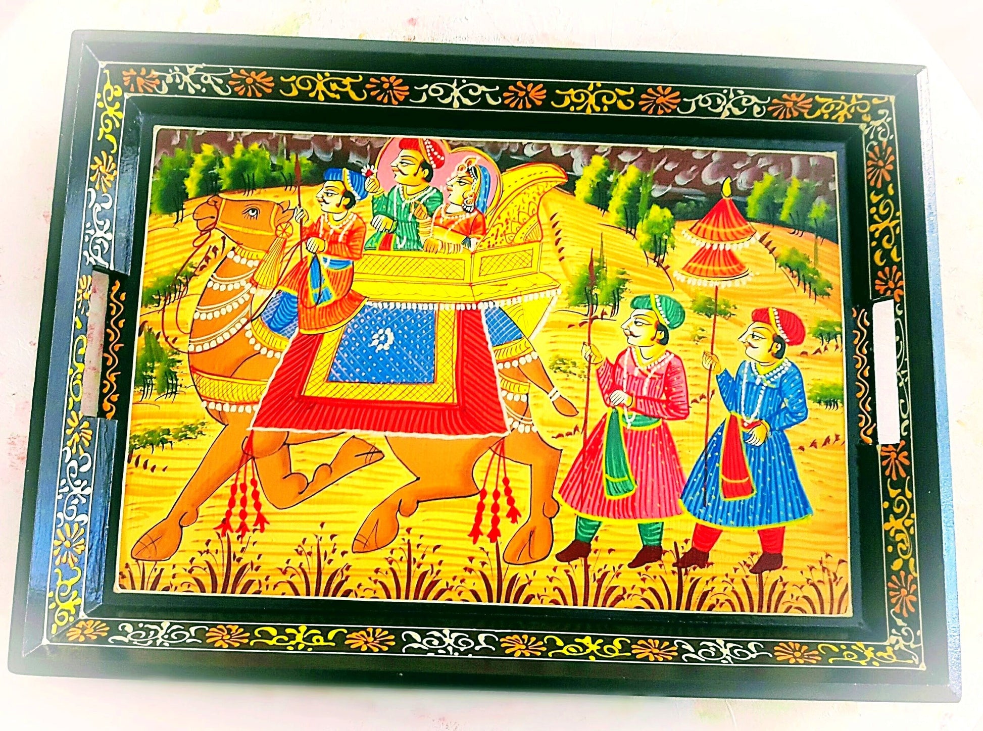 Tray with beautiful Rajasthani painting