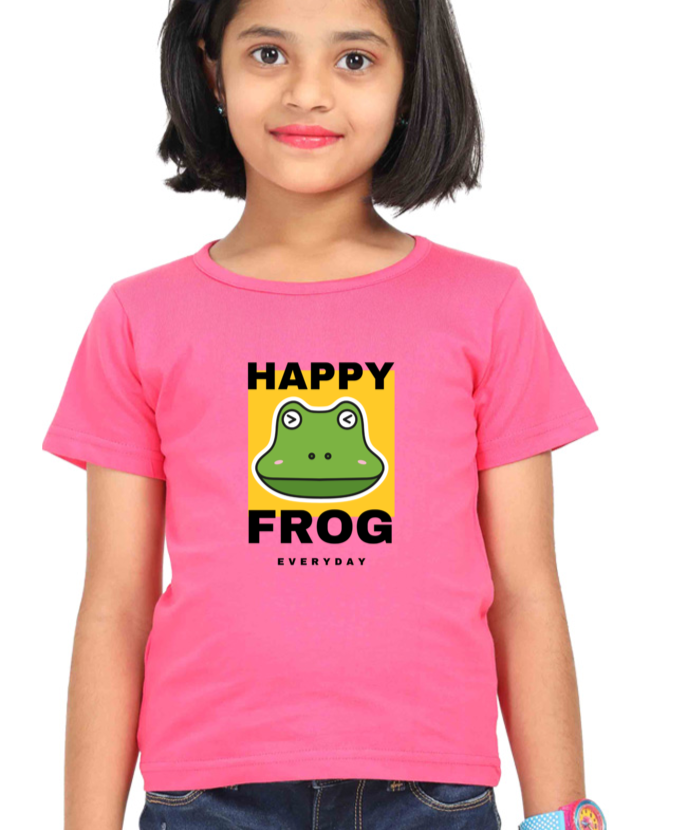 Happy Frog T-shirt for Girls Pink