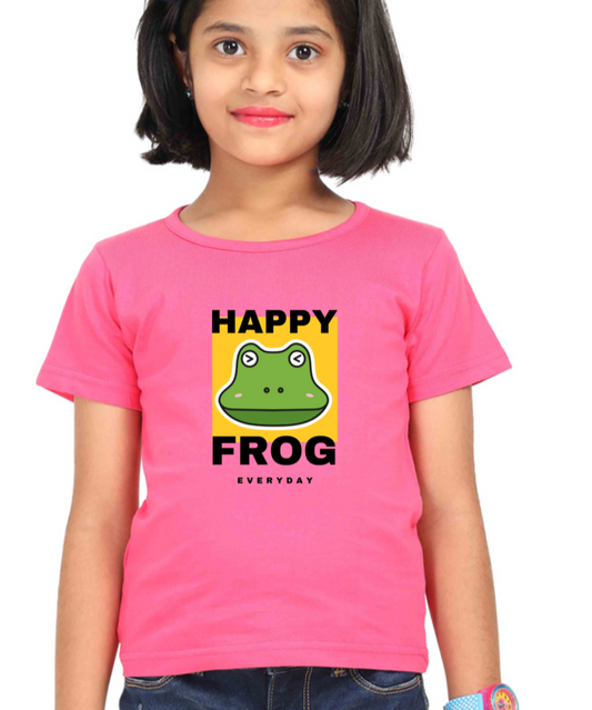 Happy Frog T-shirt for Girls Pink