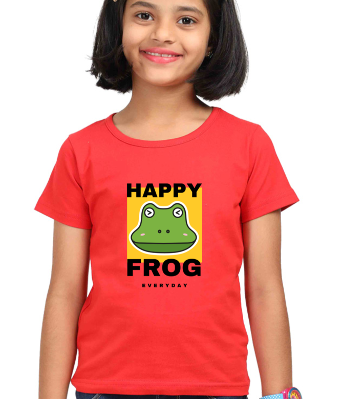 Happy Frog T-shirt for Girls Red