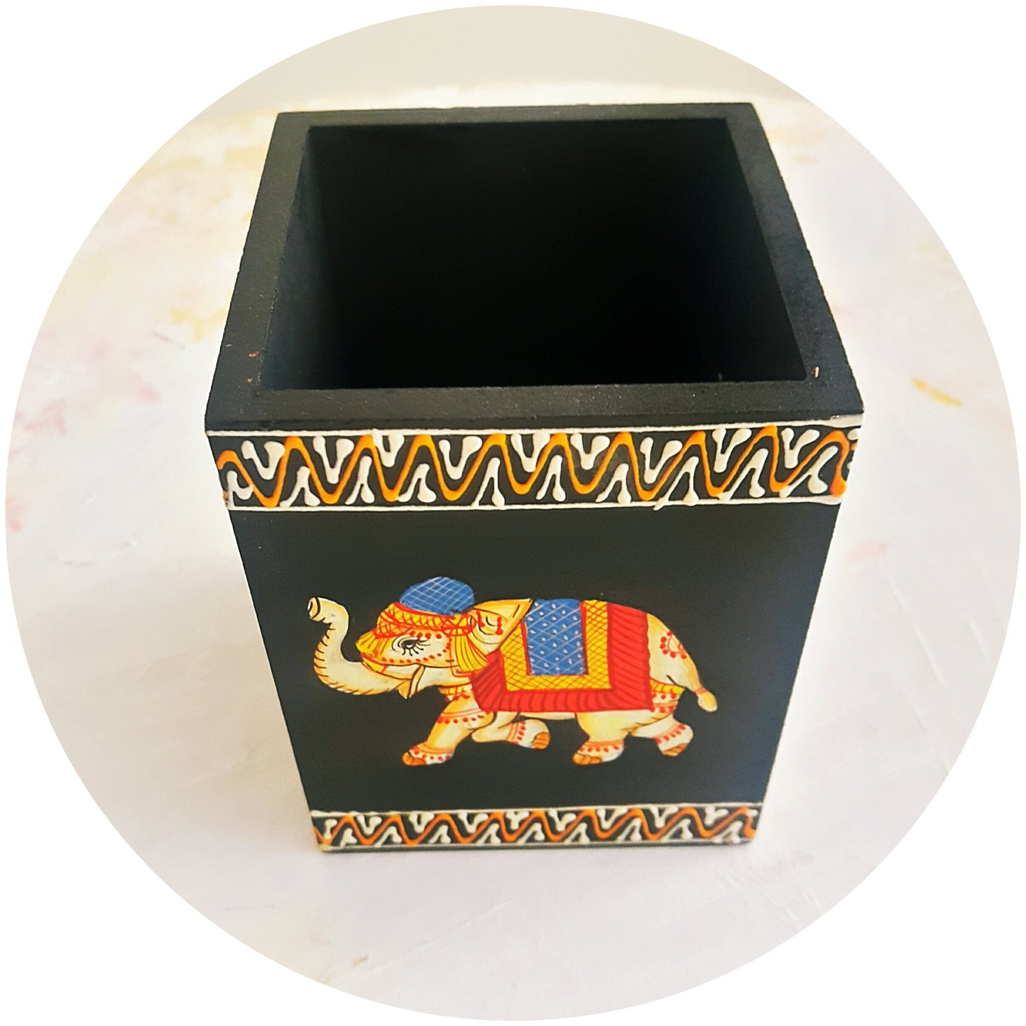 Wooden Pen Stand - Hand Painted