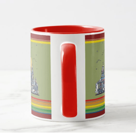 Kolkata Ceramic Coffee Mug with Red Handle