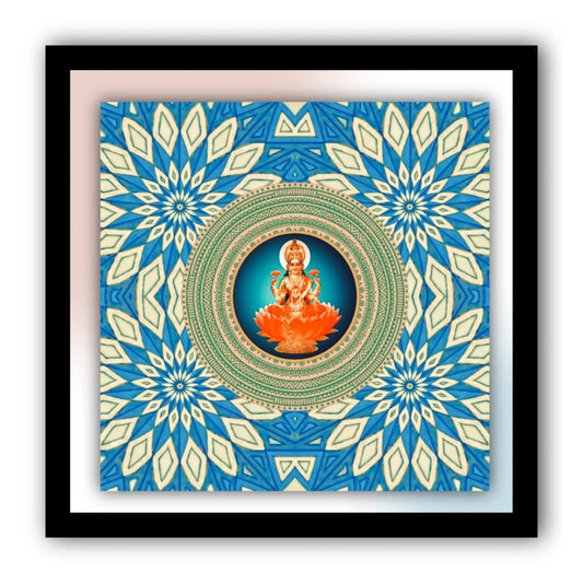 Goddess Laxmi Rangoli Art Framed Poster F11