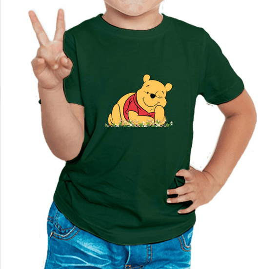 Lazy Bear T-shirt for Boys Bottle Green