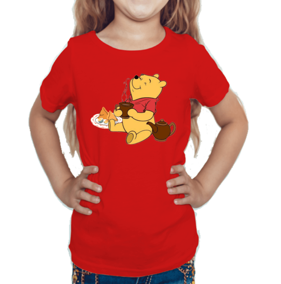 Lazy Bear Tshirt for Girls Red