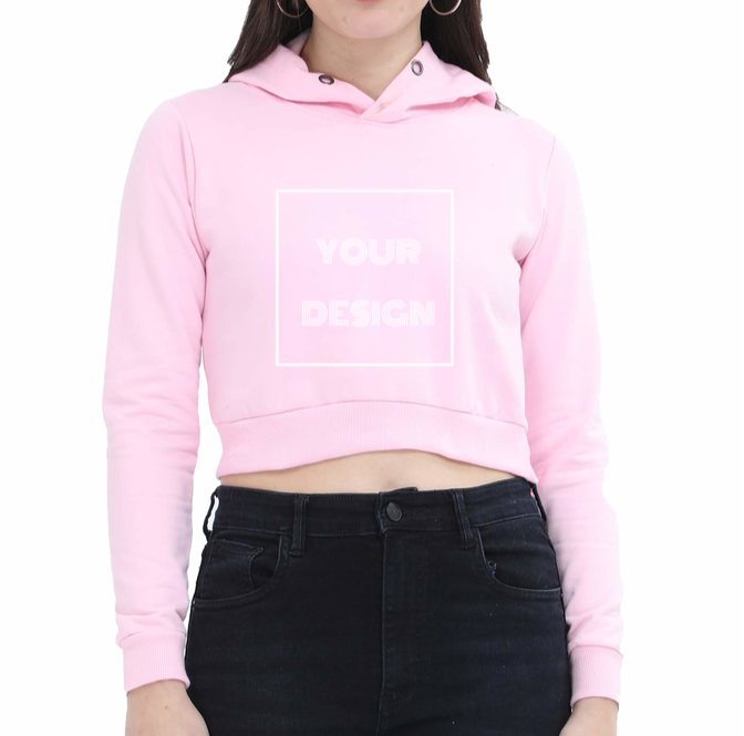 Customized Crop Hoodie Light Pink