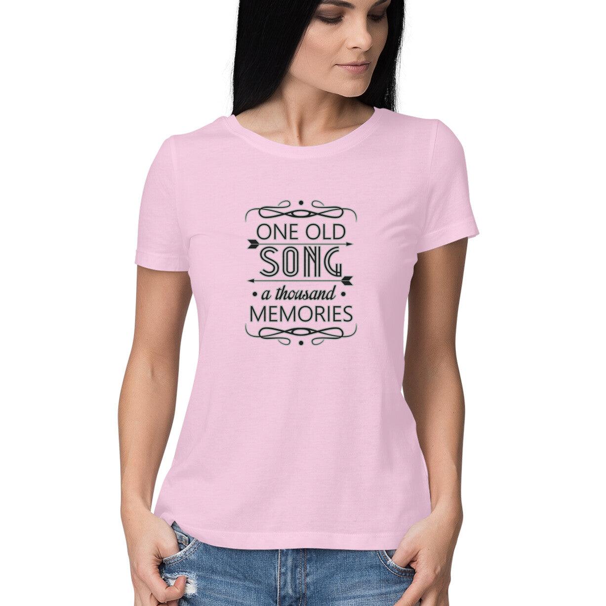 Light pink T-shirt for women who love music