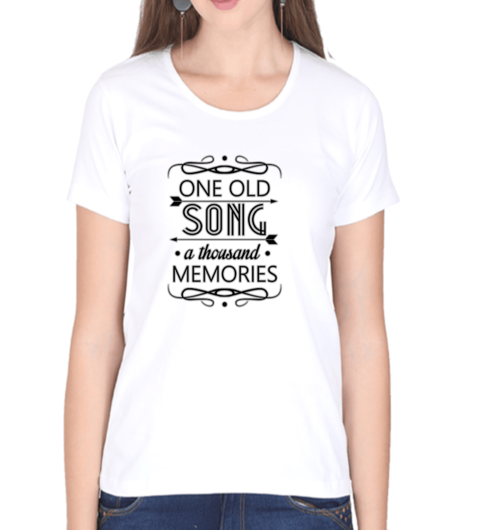 White T-shirt for Women with Music Quote