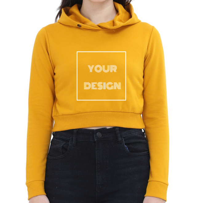 Customized Crop Hoodie Mustard Yellow