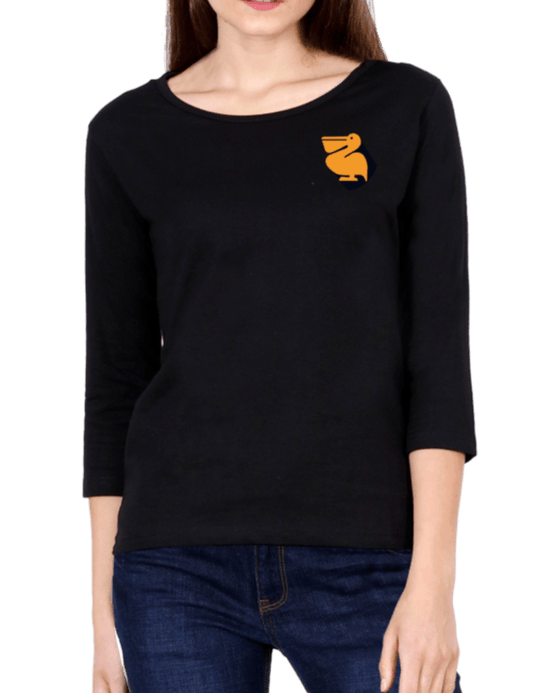 Black T-shirt for Women with Long Sleeves