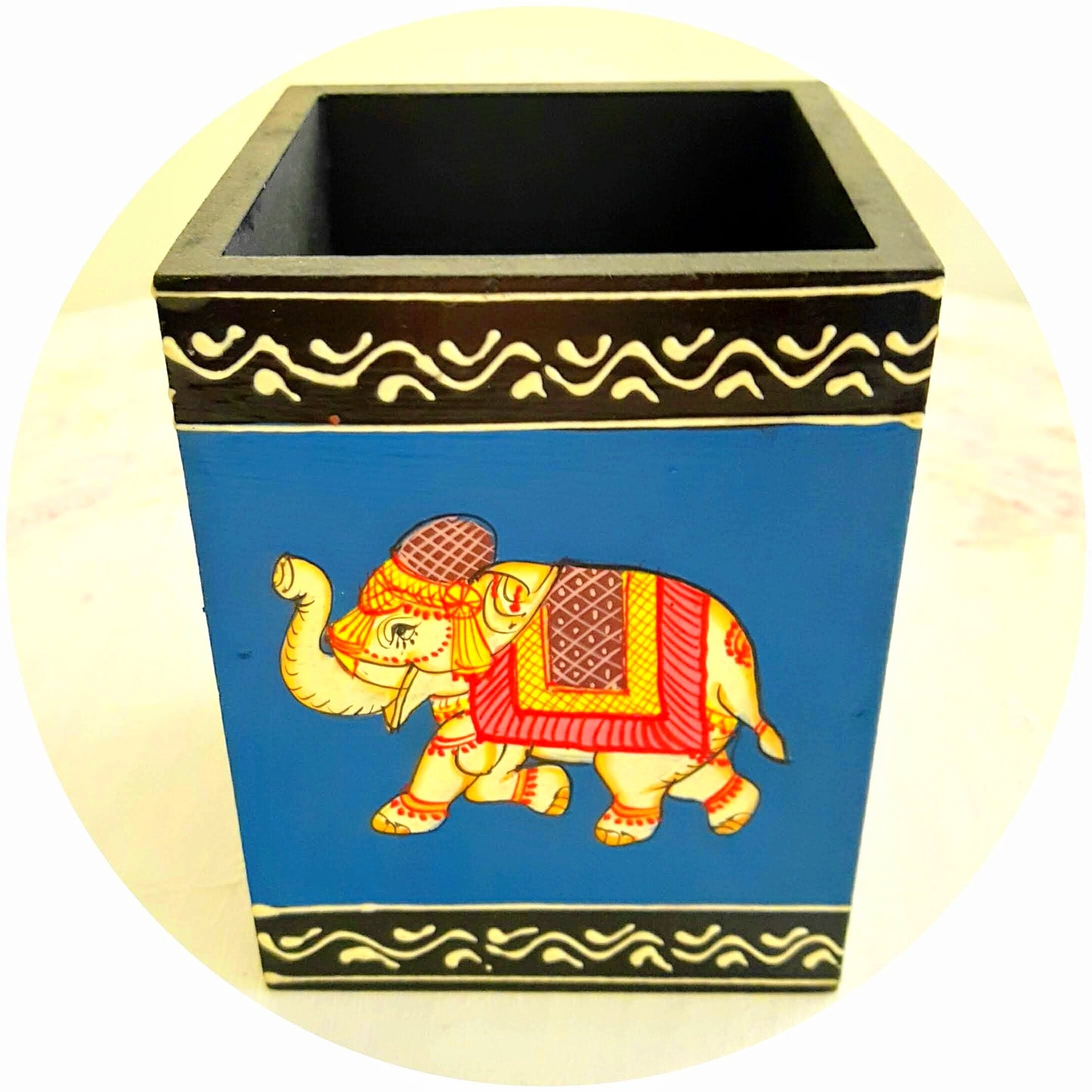 Pen Stand hand painted with Rajasthani art motifs