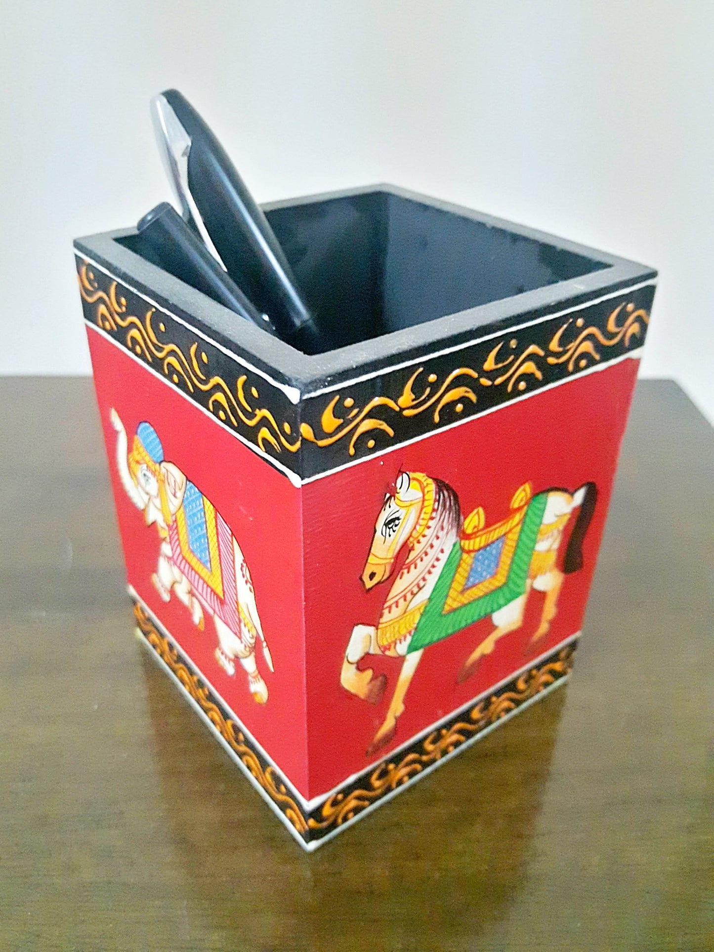 Wooden Pen Stand - Hand Painted
