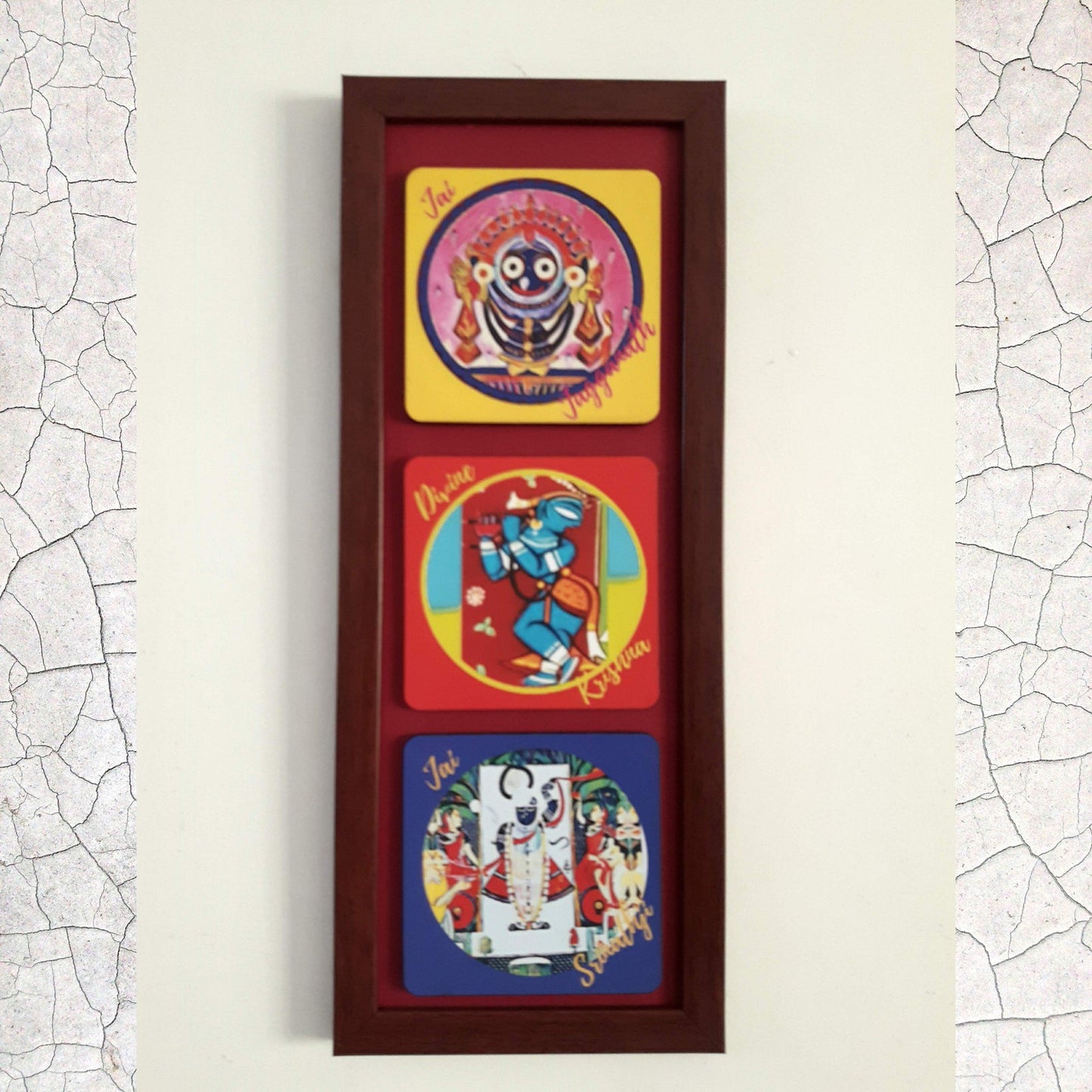 Wall Hanging with three images of Krishna 