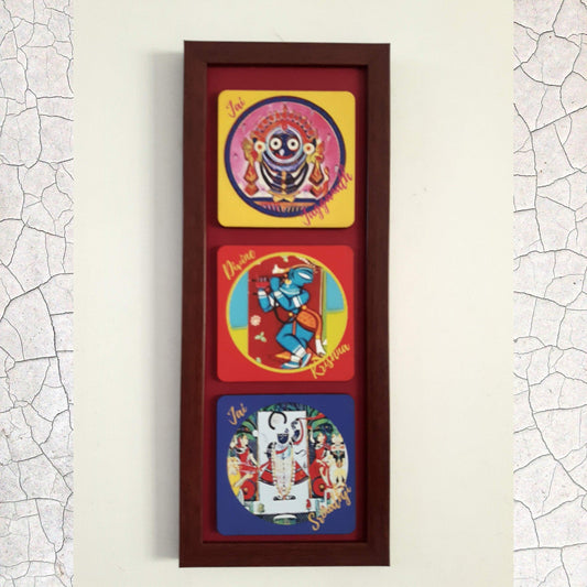 Wall Hanging with three images of Krishna 