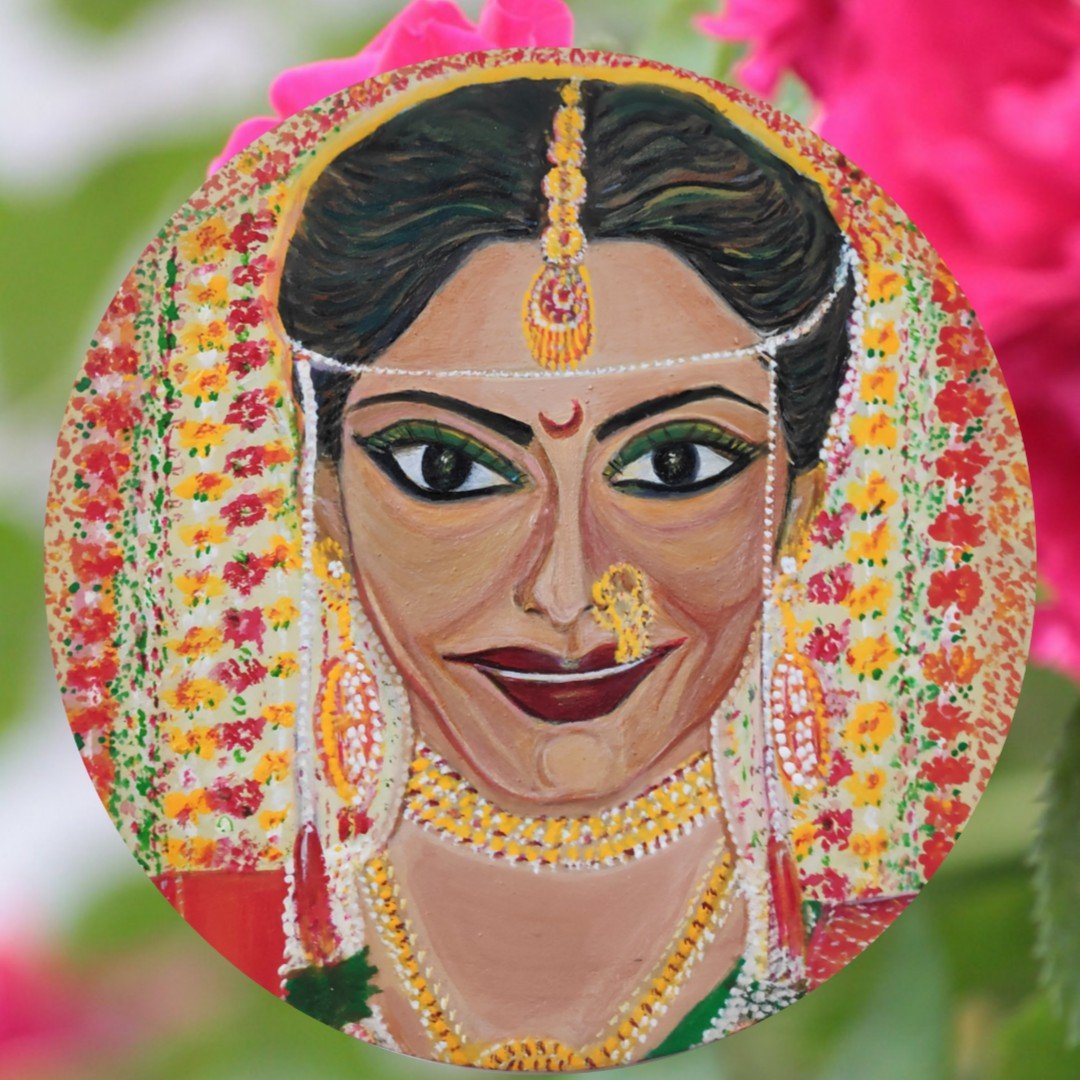 Marathi Bride Hand painted Wall Plate