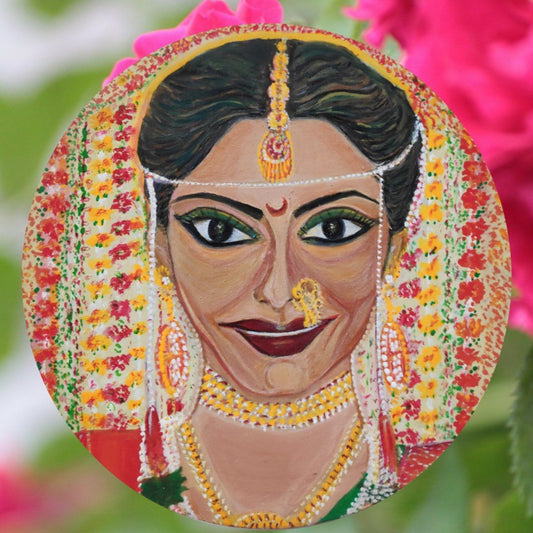 Marathi Bride Hand painted Wall Plate