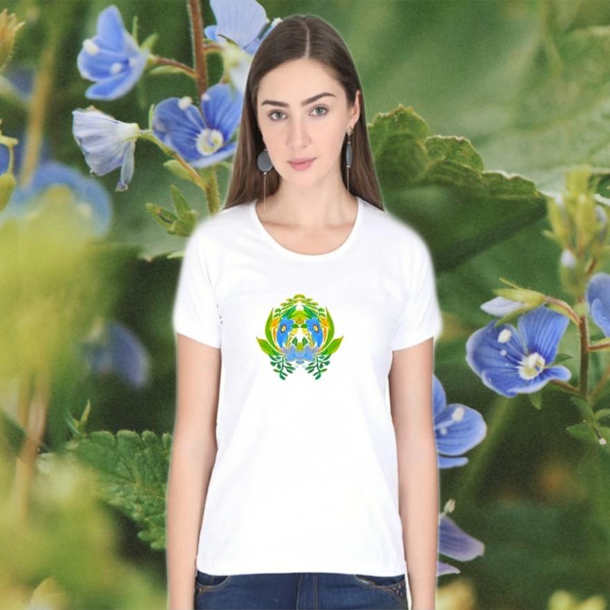 Geometric Floral Design T Shirt for Women D06