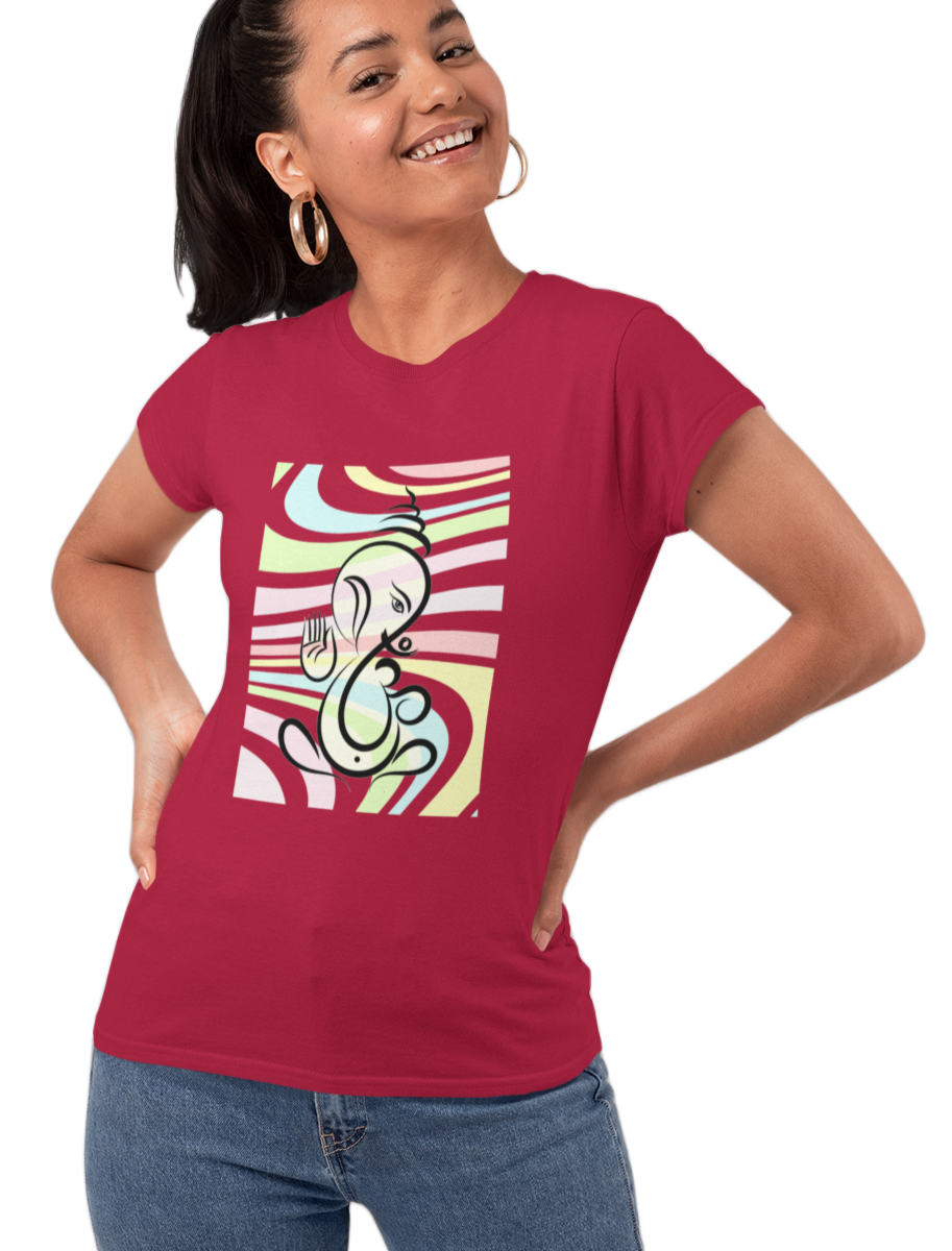 Ganesha T-shirt for Women Maroon