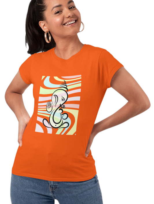 Ganesha T-shirt for Women Orange