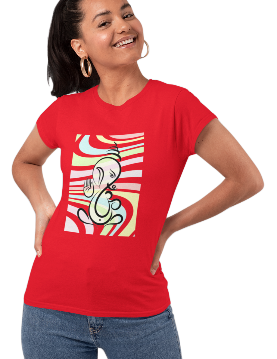 Ganesha T-shirt for Women Red