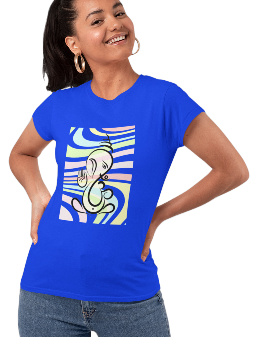 Ganesha T-shirt for Women Royal Blue