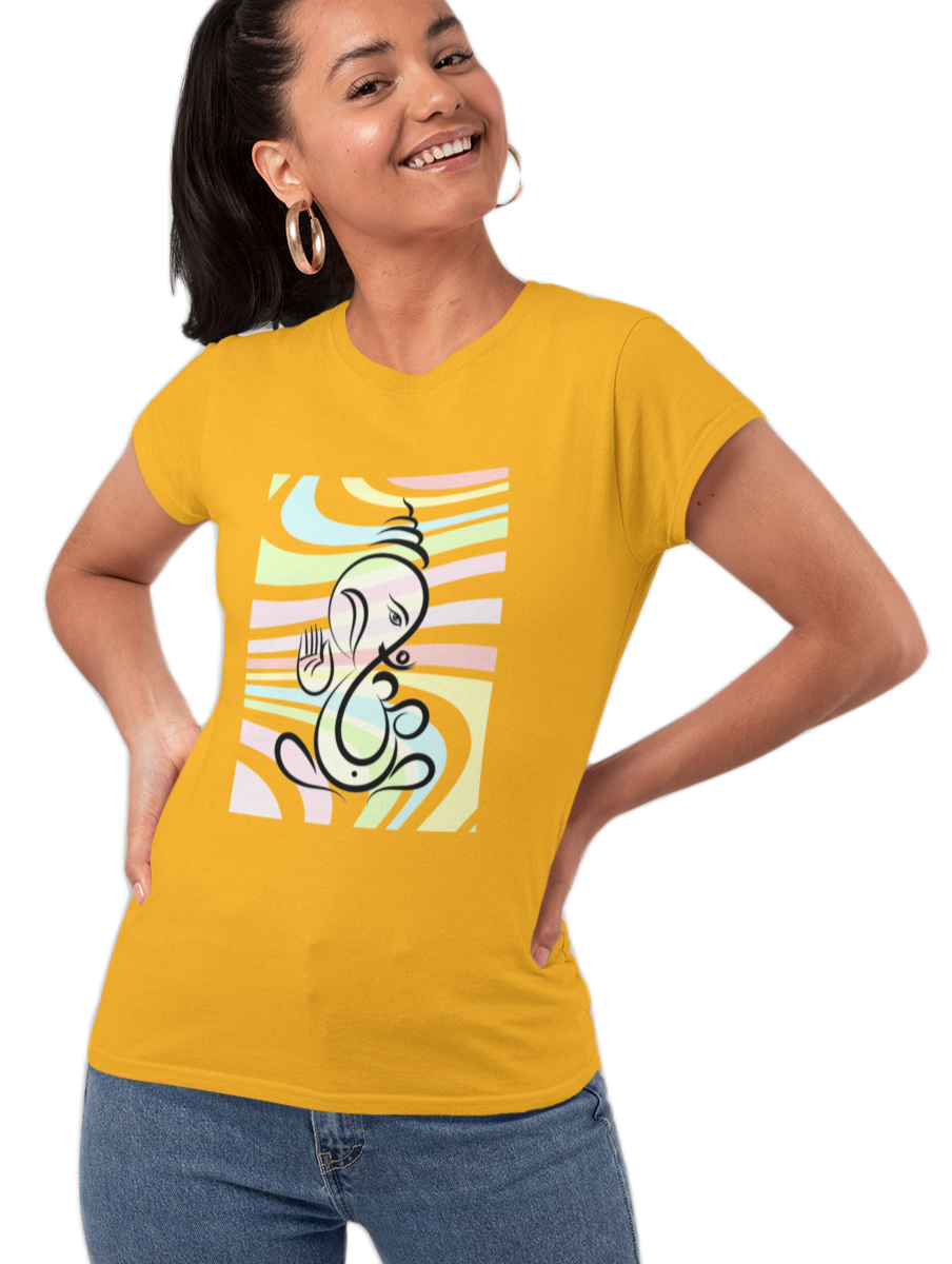 Ganesha T-shirt for Women Golden Yellow