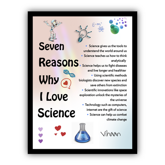 Seven Reasons Why I Love Science | Personalized Framed Poster