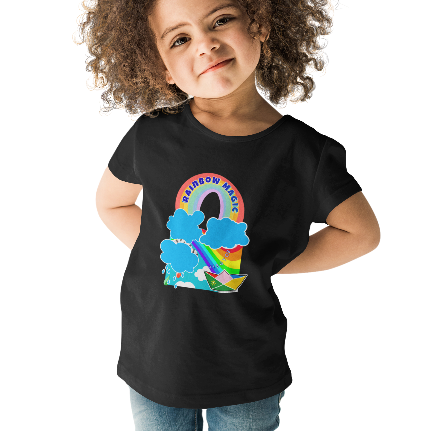 Rainbow Black T-shirt for girl