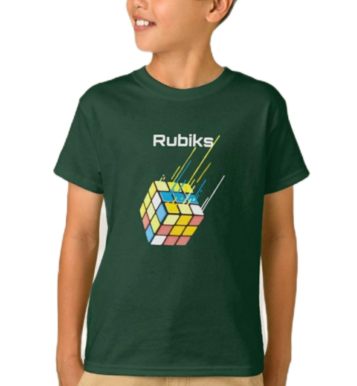 Rubiks T-shirt for Boys Bottle Green
