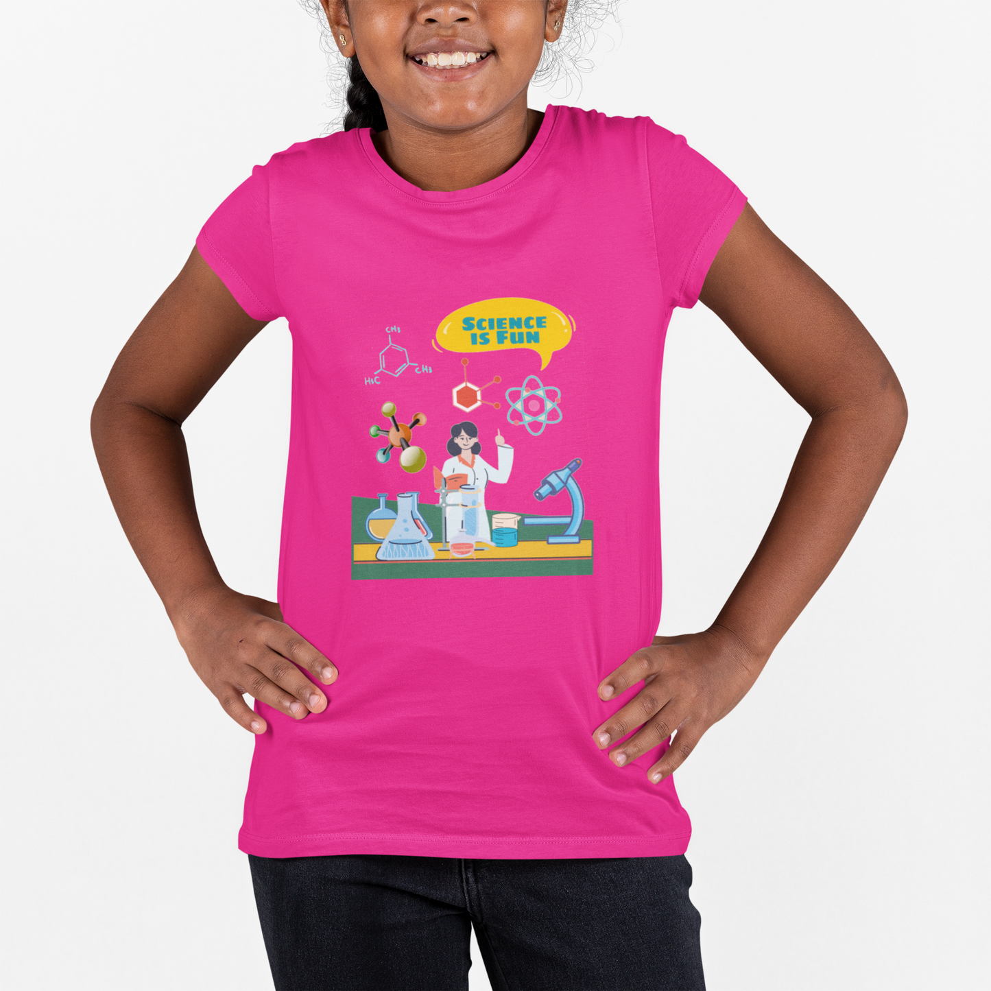 Science is Fun T-shirt for Girls Pink