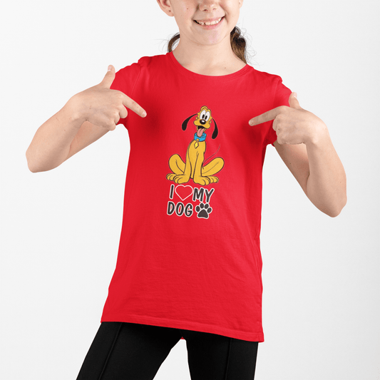 Red T-shirt for the Kid who loves her dog