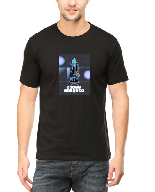 Space Mission T-shirt for Men Black