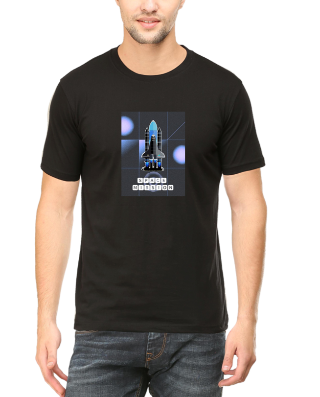 Space Mission T-shirt for Men Black