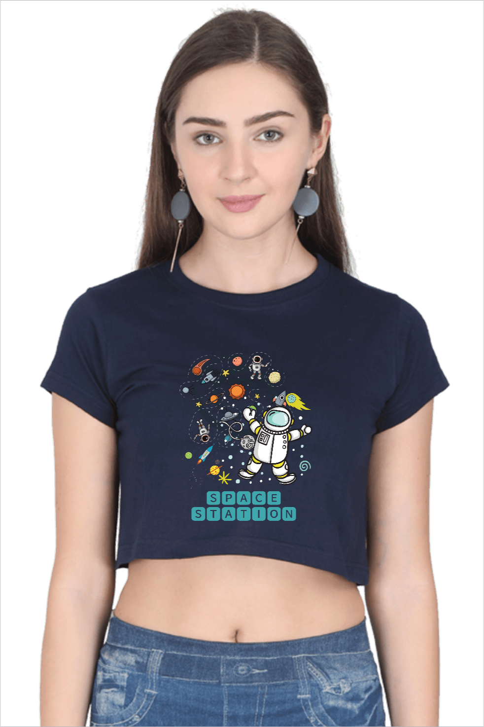 Space Shuttle Crop Top T Shirt C10