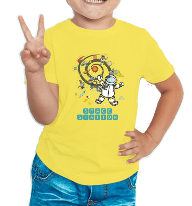 Space Station Yellow T-shirt for Kids 
