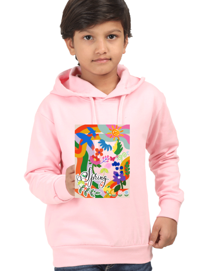 Spring Season Hoodie for Kids Pink