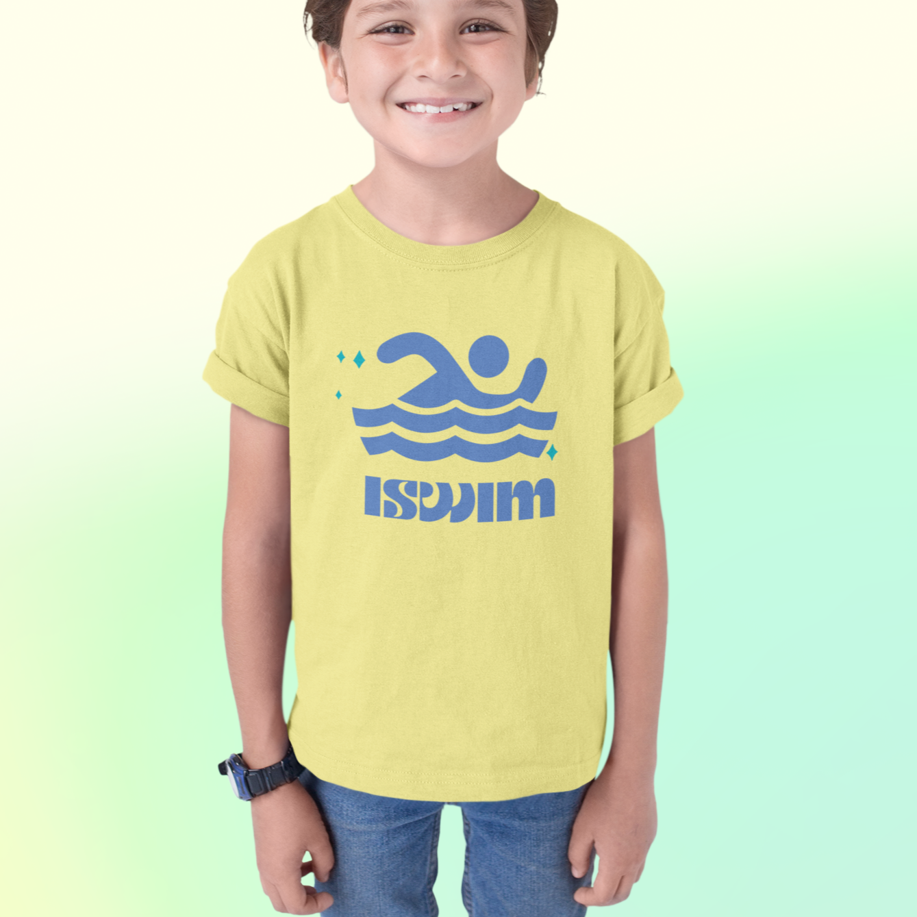 I Swim Beige T-shirt for Kids, Boys
