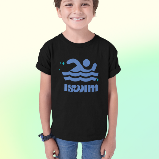 I Swim Black T-shirt for Kids, Boys