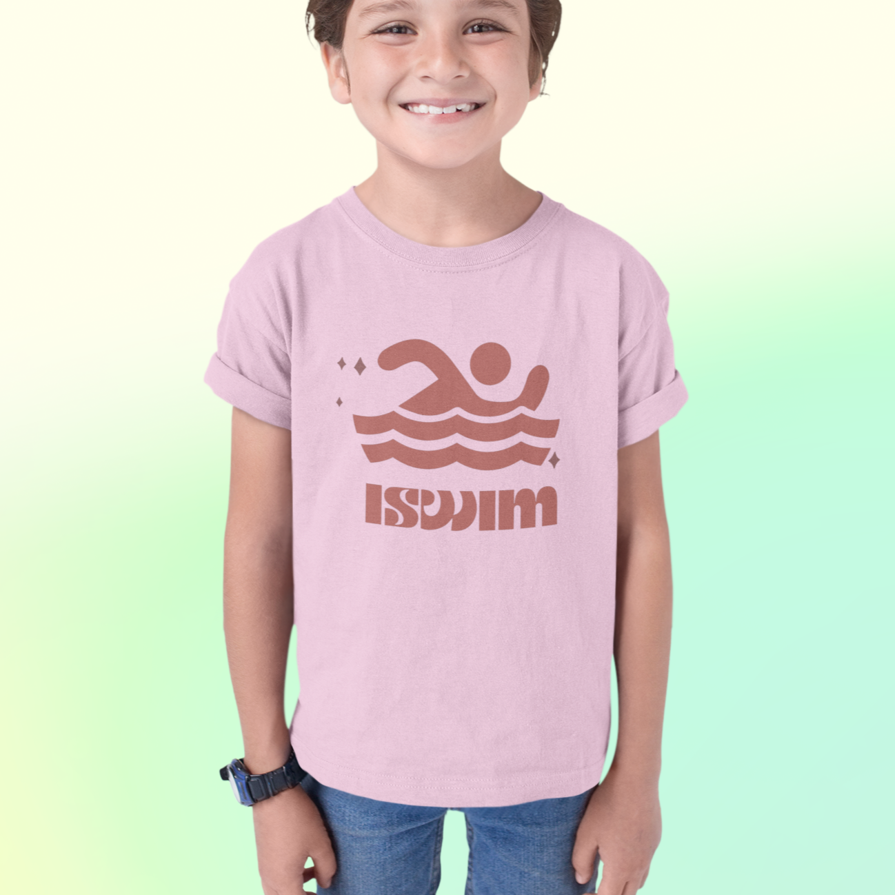I Swim Light Pink T-shirt for Kids, Boys