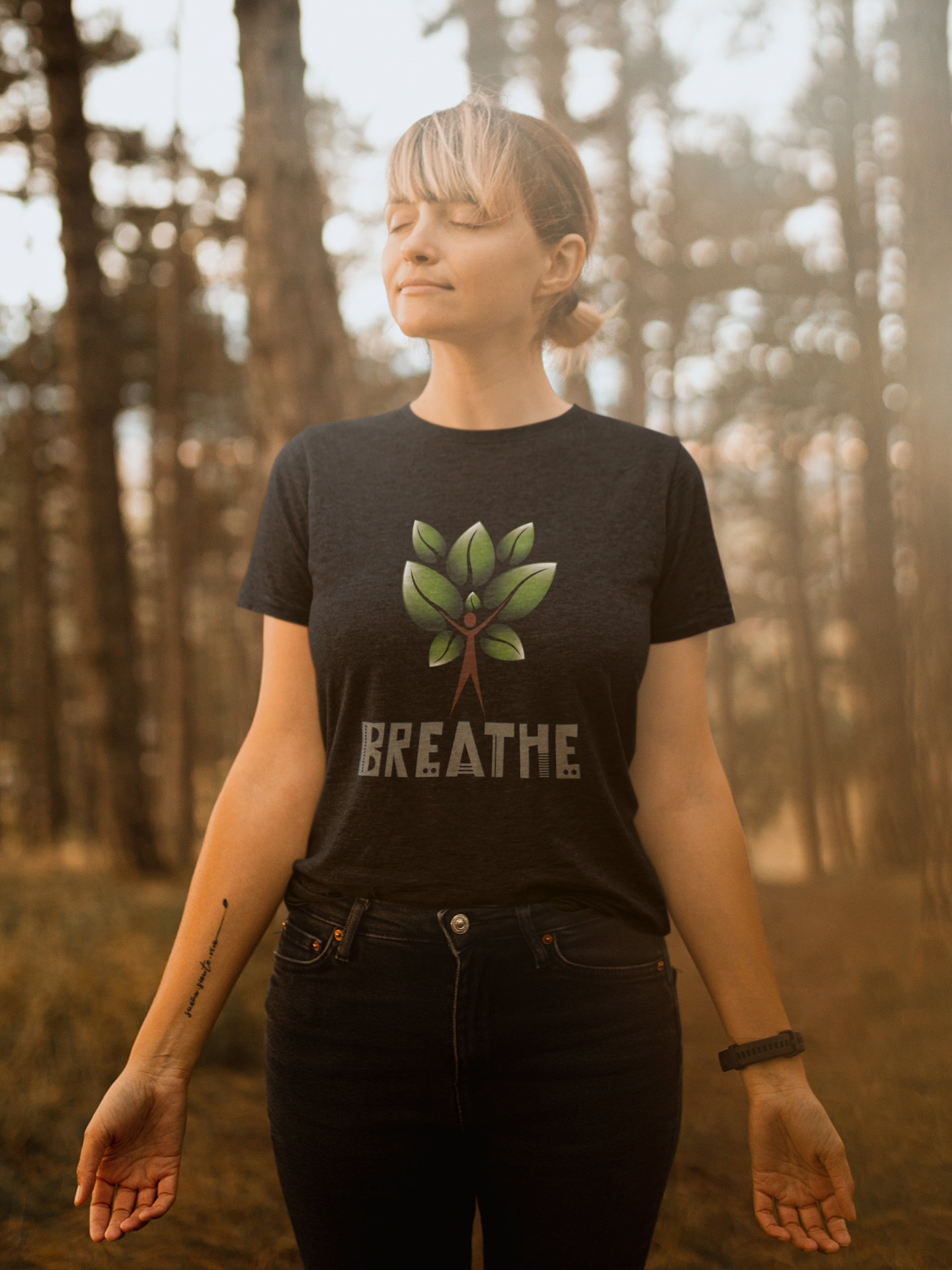 Tree of Life T-shirt for Women Black