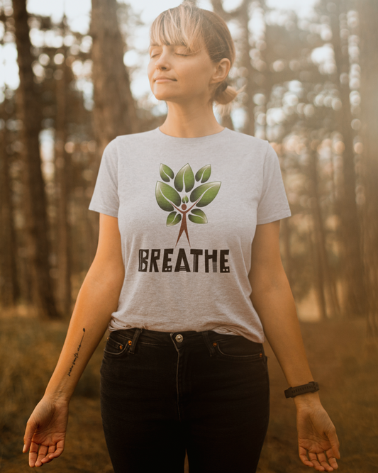 Tree of Life Yoga T-shirt for Women Light Grey