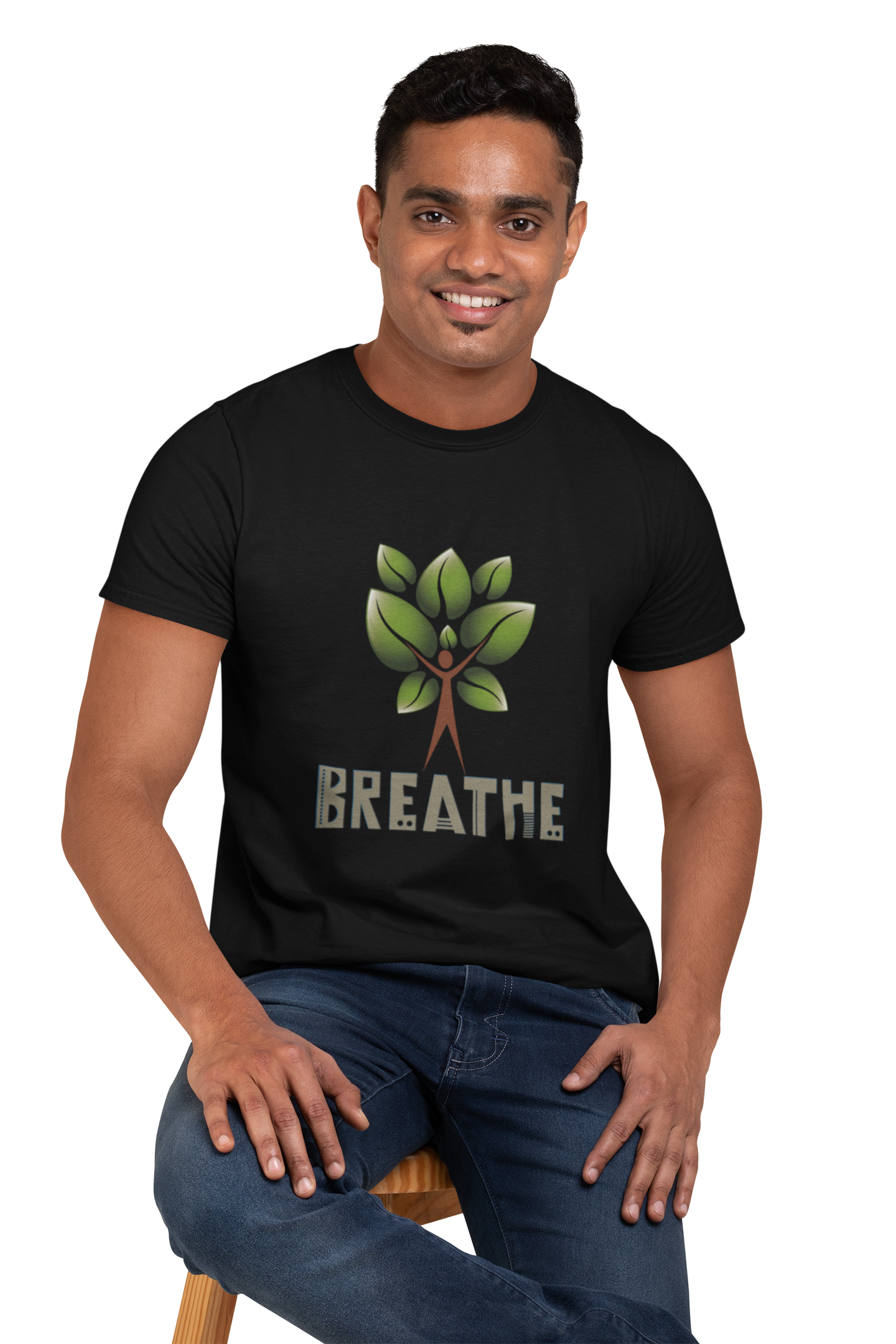 Tree of Life Yoga T Shirt for Men Round Neck Black