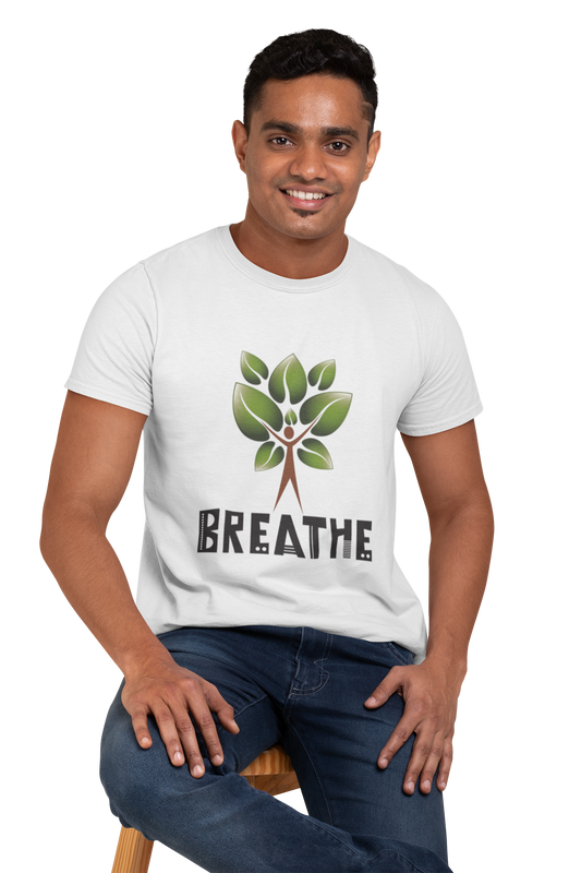 Tree of Life Yoga T Shirt for Men Round Neck White