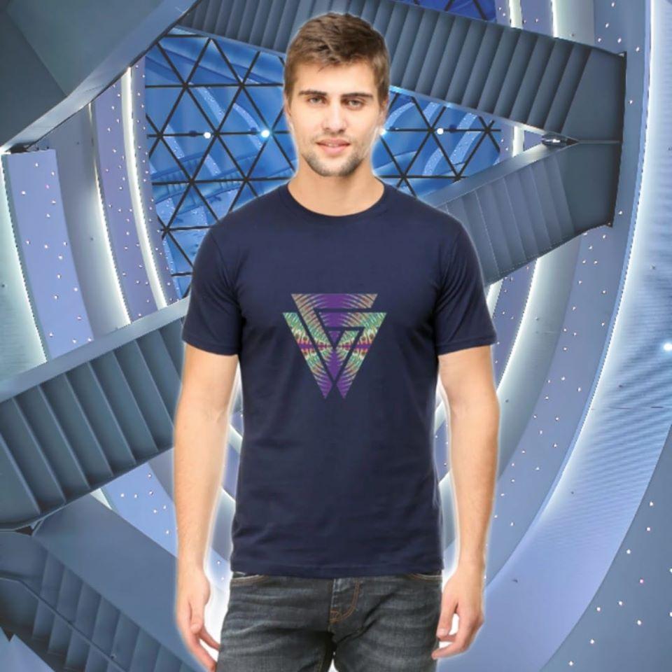 Twin Triangle Geometric Design Men's T Shirt D08