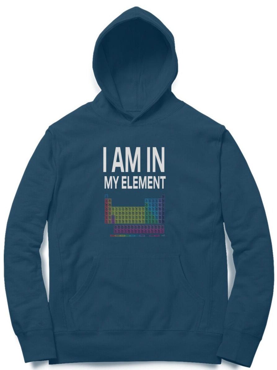 Periodic Table Unisex Cotton Hoodie Navy Blue