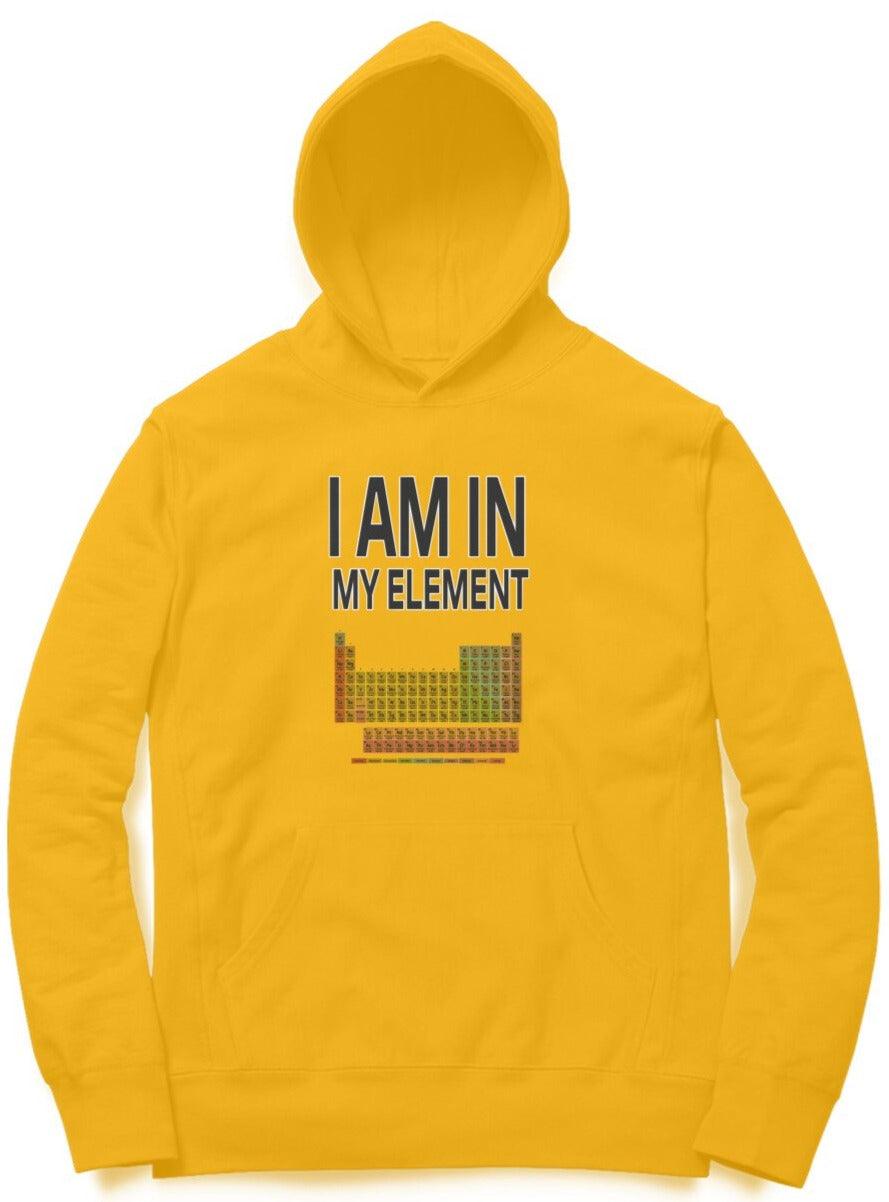 Periodic Table Unisex Cotton Hoodie Golden Yellow