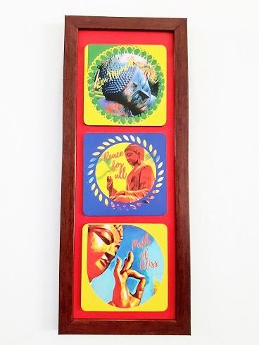 Wall hanging with three images of Buddha