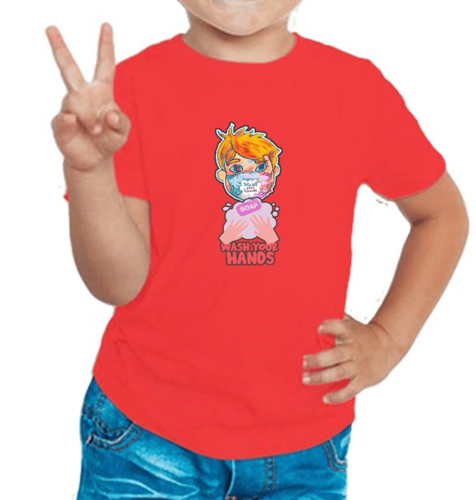 Wash Hands T-shirt for Boys Red