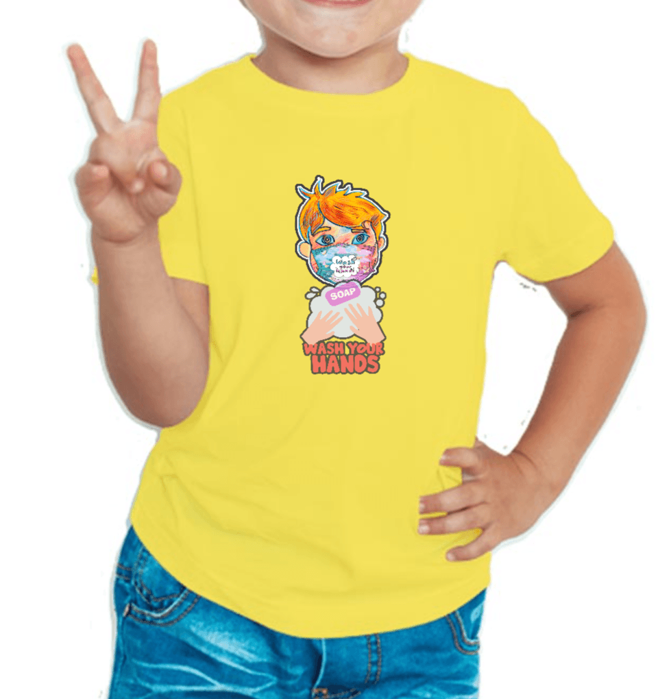 Wash Hands T-shirt for Boys Yellow