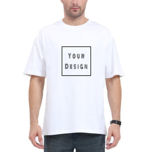 White Oversized Classic T-shirt with Customized Front Print